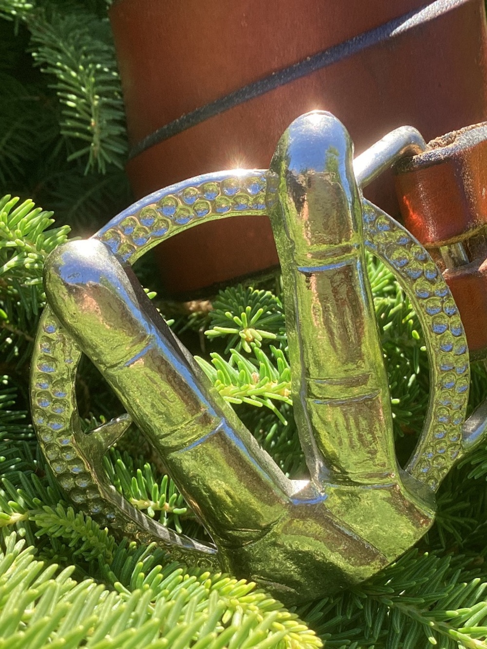 Outstanding Vintage Heavy Metal Finger Peace Sign Belt Buckle Leather Belt🦋